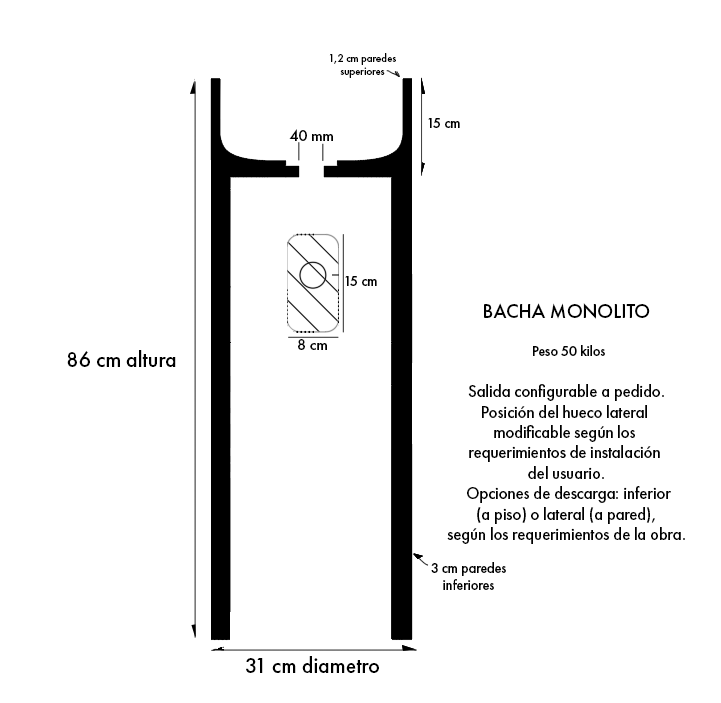 Plano de medidas - Monolito en 1 color